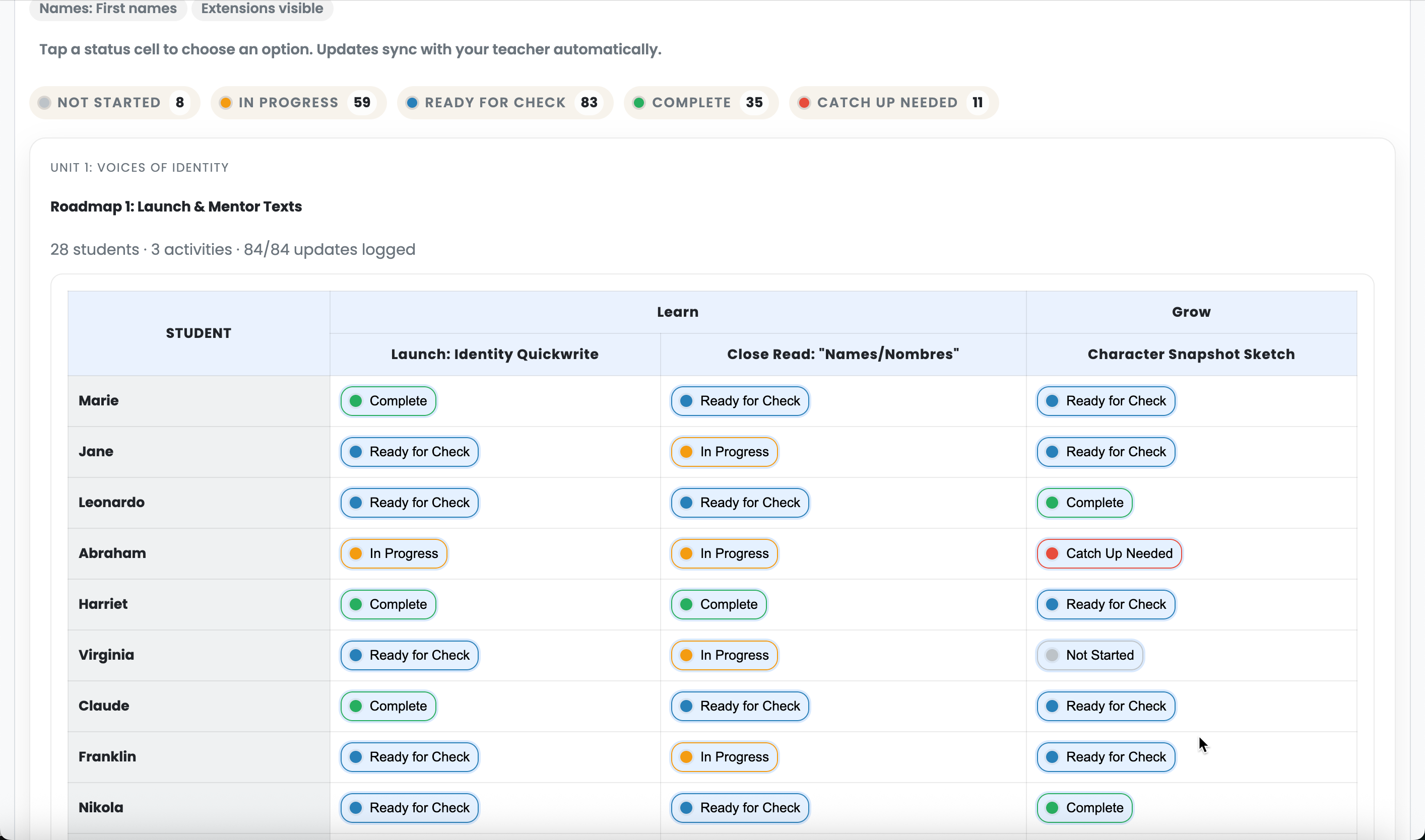 Live Pacing Sync Display